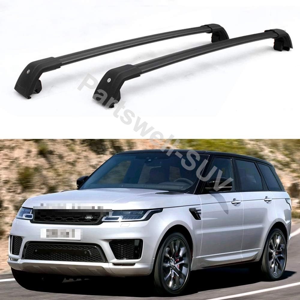 YiXi-Partswell 2Pcs Lockable Roof Rack Cross Bars Crossbar Baggage Luggage Rack Aluminum Fit for Range Rover Sport 2014-2020 - Black