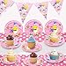 JCKSY T-Meet 40 PCs Cute Shark Party Plates Baby Birthday Party Supplies for Shark Party Tableware Decorations, 7 inches