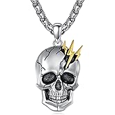 Lattd Skull Necklace for Men 925 Sterling Silver Gothic Punk Biker Pendant Halloween Jewelry gifts for Men Women