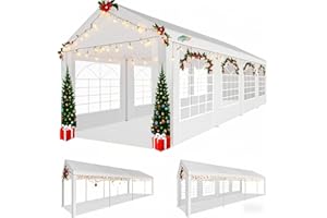 COBIZI 10x30FT Party Tent Heavy Duty for Parties Outdoor Gazebo White Event Shelter Wedding Canopy, BBQ Carport Commercial with Removable Sidewall Windows, Powder Coating (Better Than Galvanized)