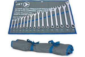 JET Combination Wrench Set - Metric Raised Panel Wrenches with Storage Pouch - 16 Pieces