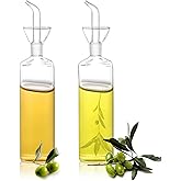 Yesland 2 Pack Olive Oil Bottle - 17 Oz Glass Oil Dispenser Vinegar Cruet - Oil Carafe Decanter with Spout for Kitchen, BBQ, Cooking, Syrup
