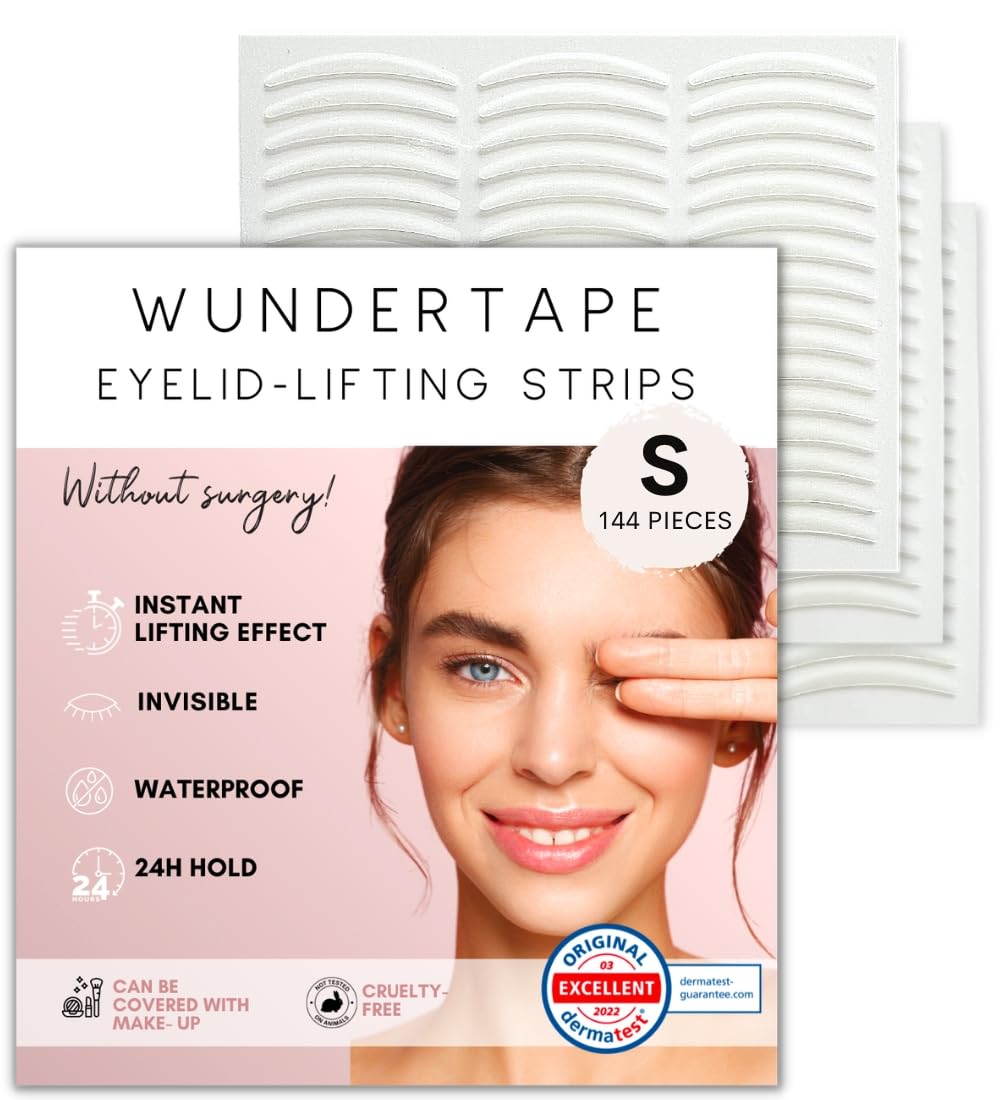 Eyelid tape 144 x "S" WUNDERTAPE double eyelid maker stripes instant eye lift (hooded droopy eyes) 24h stay, waterproof