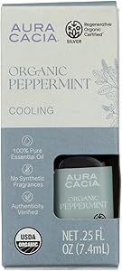 Aura Cacia Organic Peppermint Essential Oil, 0.25 Fz