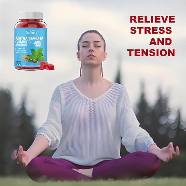 DONLUKA SUPPLEMENT FOR SLEEP, ASHWAGANDHA AND VITAMIN D3 GUMMIES, 120 COUNT, BOOST ENERGY, SUPPORTS CALMNESS, SUPPORTS STEADY ENERGY LEVELS, SUGAR FREE, NON-GMO (2 PACK)