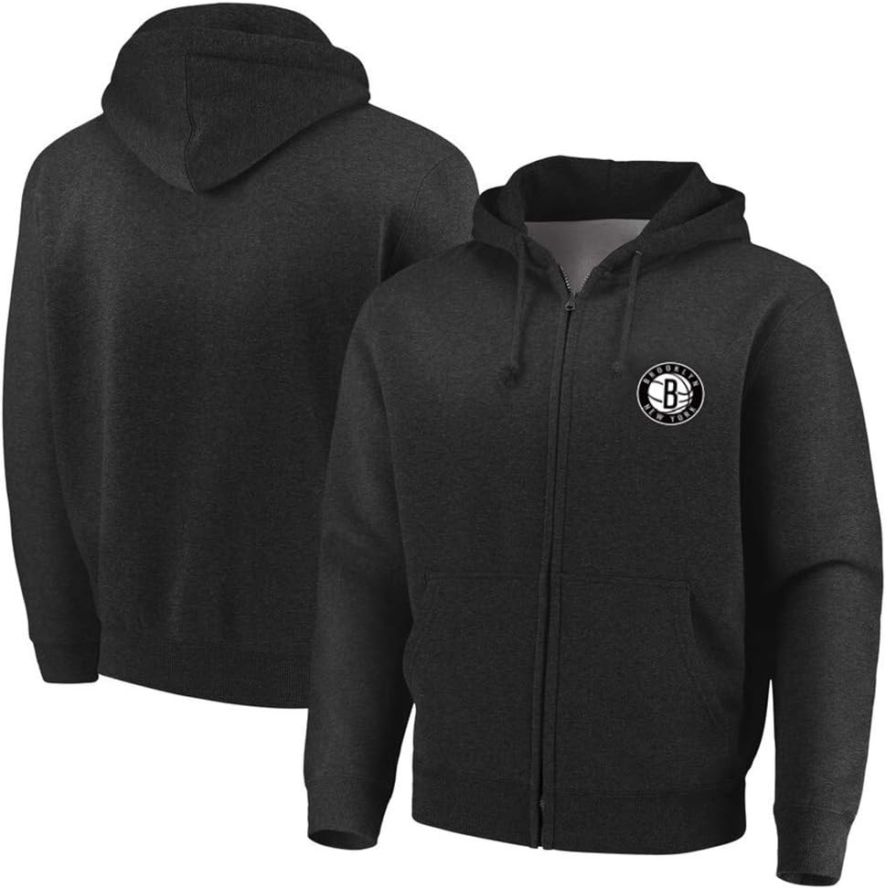 Men's Hoodie NBA Fans Jersey Brooklyn Nets Drawstring with Zip Long Sleeves Sweatshirt Casual Comfortable Cotton Warm Pullovers-XXXL
