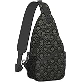 Mqtzyiwx Gothic Black Skull-1 Sling Backpack Hiking Backpack Crossbody Bag Sports Lightweight And waterproof Chest Bag Shoulder Bag For Women Men