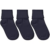 Jefferies Socks boys Girl's Seamless Cotton Turn Cuff Socks 3 Pair Pack