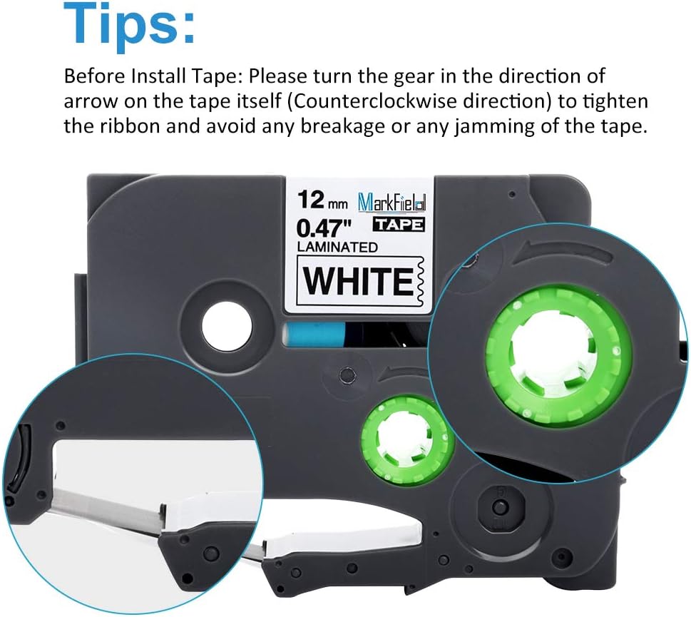MarkField Compatible Label Tape Replacement for Brother Label Printer Tape Ptouch TZe-231 TZ Black on White 12mm 0.47 Laminated for PT-1000 H105 H107 H101C H100LB/R H110 H200 D210 E110 GL-105 - Image 5