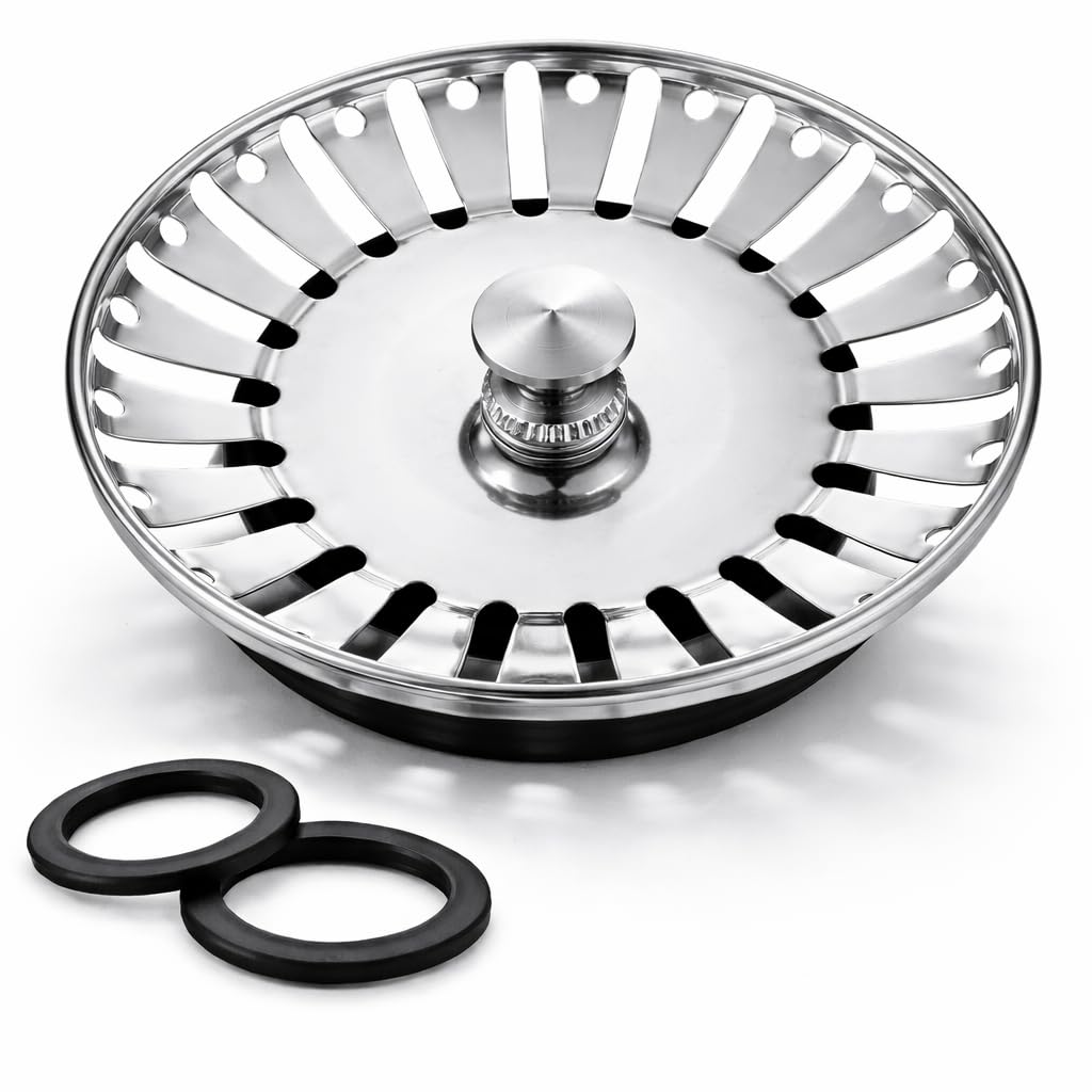 Kitchen Sink Strainer Drainer Plug - 84mm Thick Stainless Steel Replacement Sink Plugs Stopper for Drain and Filter in Kitchen and Bathroom Sinks Hole, Diameter 84mm