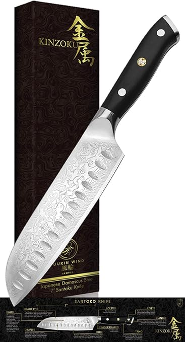 Kinzoku Damascus Steel Knife Santoku 