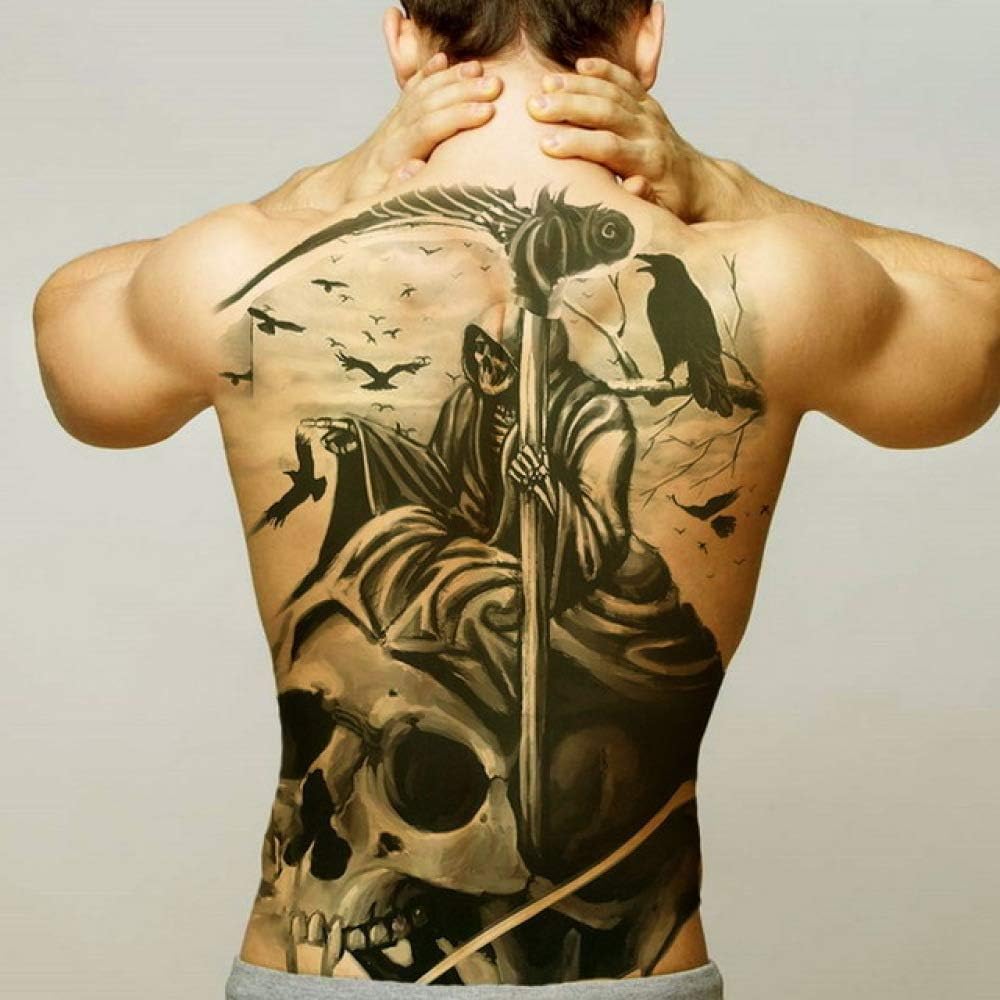 Handaxian 3pcsTattoo sticker witch evil black waterproof tattoo full back male female