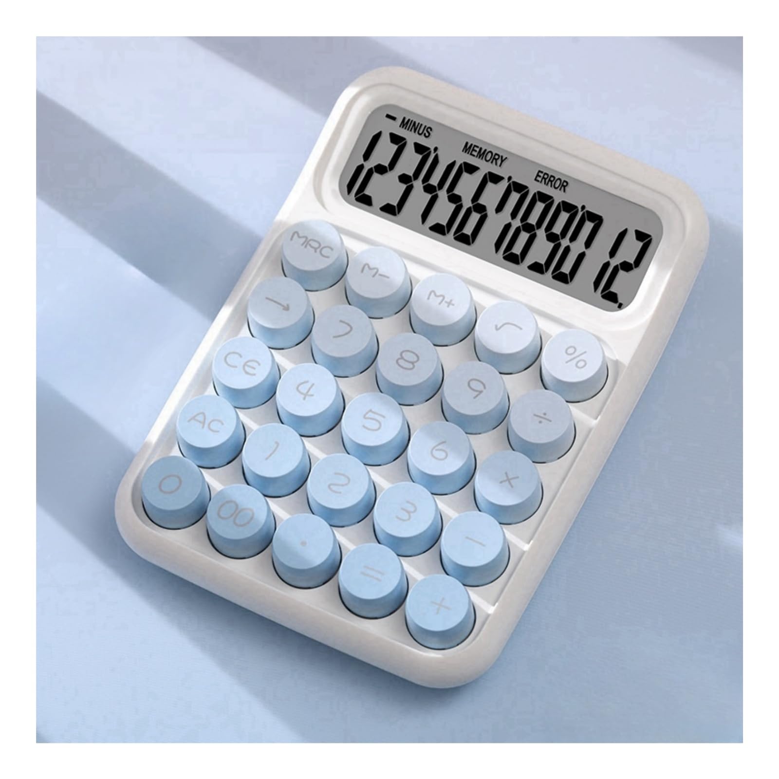 Photo 1 of Blue Calculator 12 Digits Large LCD Display Small Desktop Basic Calculator with Easy to Press Big Buttons for Kids, Desk Accessories for Women Office
