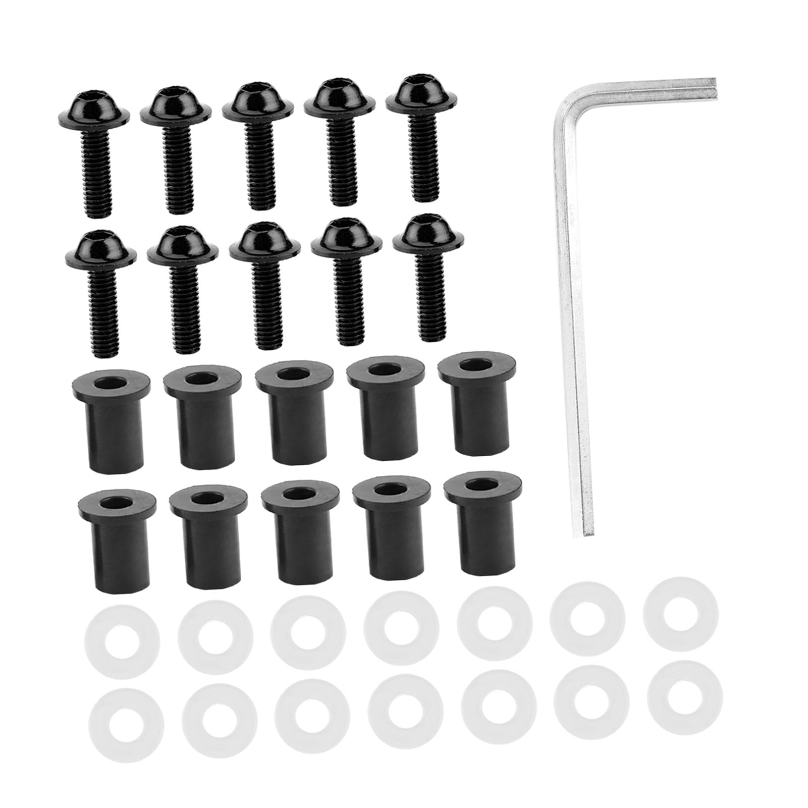Motorcycle Windscreen Bolt Kit Windshield Stainless Steel Installation Kit Black Screws Wellnuts Washers for Windshields Replacing (Black)