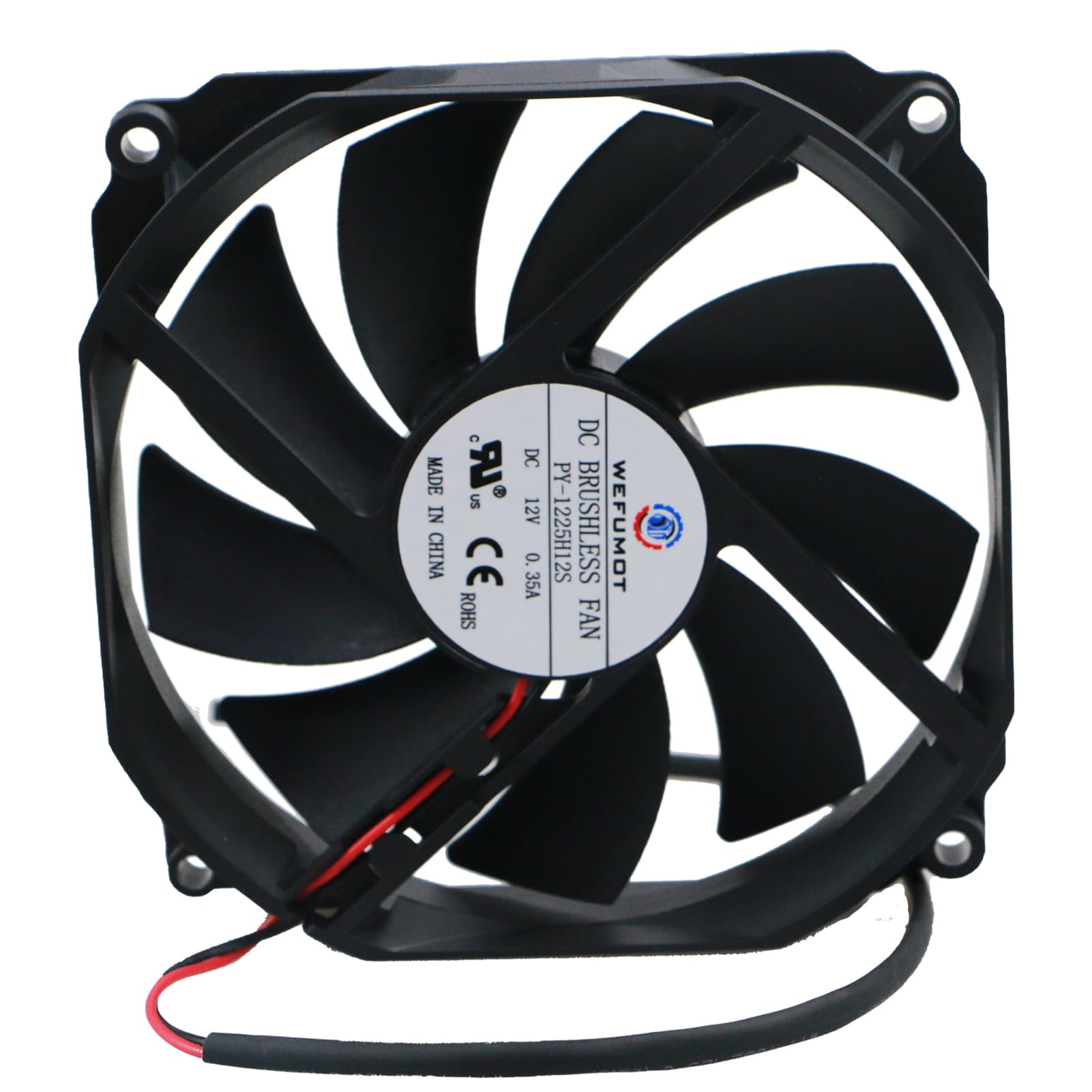 Photo 1 of Axial Fan DC 12V 3W 0.35A,Length 4.3 Inch Height 4.3 Inch Thichness 0.98 Inch Semi-Circular Frame DC Brushless Fan,2600 RPM DC Cooling Fan,9 Blades,2.5-2P pin(12VDC1225H12S)