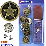 20mm Ranger Star Brass Jean Tack Buttons Kit, 6 Set with Tool