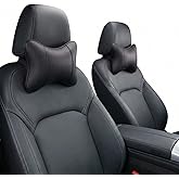 WELBRIT Car Pillow for Car Neck Pillow for Driving Seat Leath Neck Support Soft Cushion Back Support Head-Rests for Vehicle Seats for Travel Nap and Trips Sleeping 2PCS(Neck, Black)