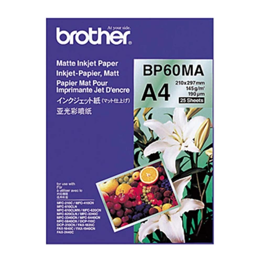 Brother BP60MA Matte Inkjet Paper - Matte - A4 (210 x 297 mm) - 145 g/m² - 25 sheet(s) paper - for Brother DCP-J1140, J1200, J4140, J926, J981, MFC-J2340, J3540, J3940, J4335, J4340, J739