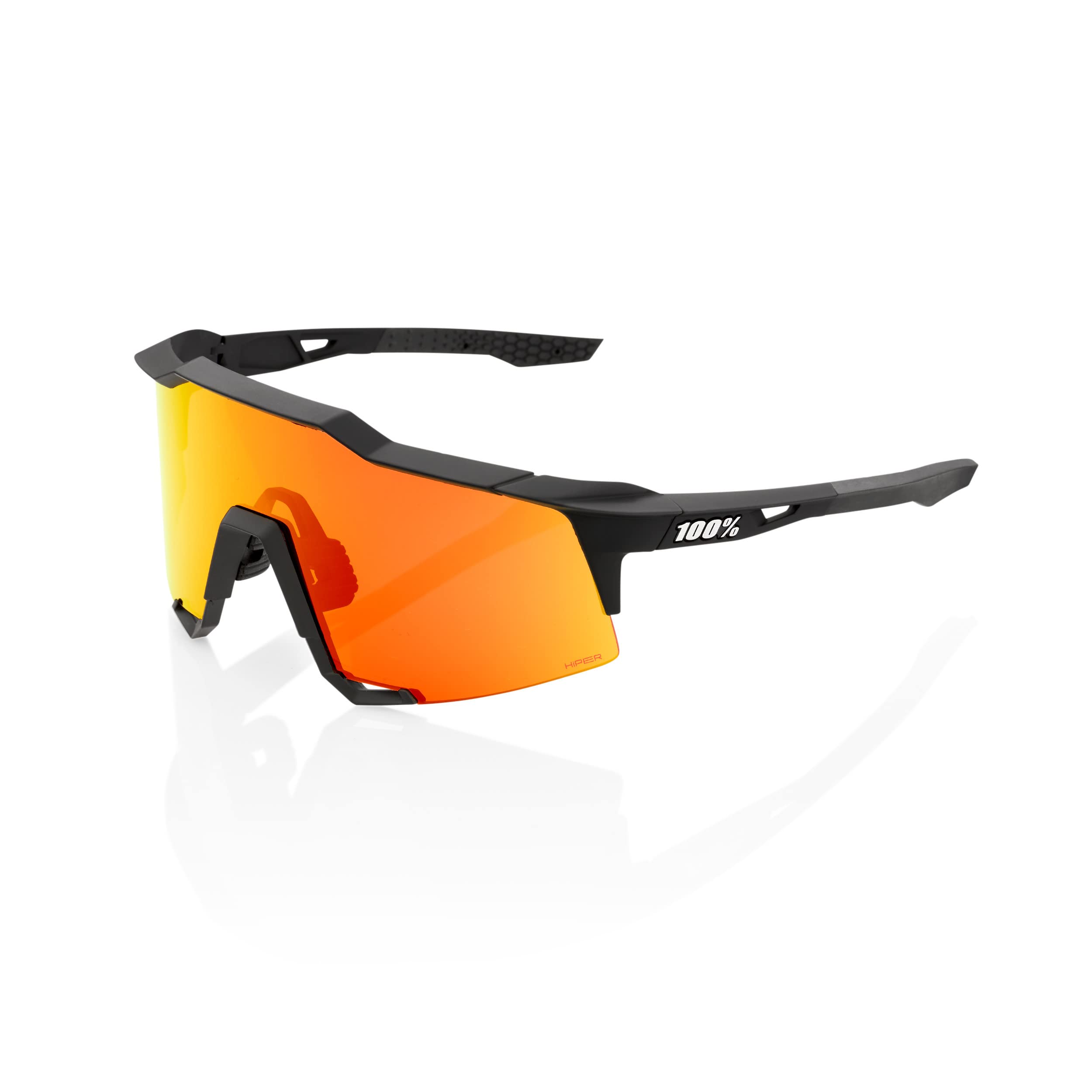 Photo 1 of 100% SPEEDCRAFT Sport Performance Cycling Sunglasses (Soft Tact Black - HiPER Red Multilayer Mirror Lens)