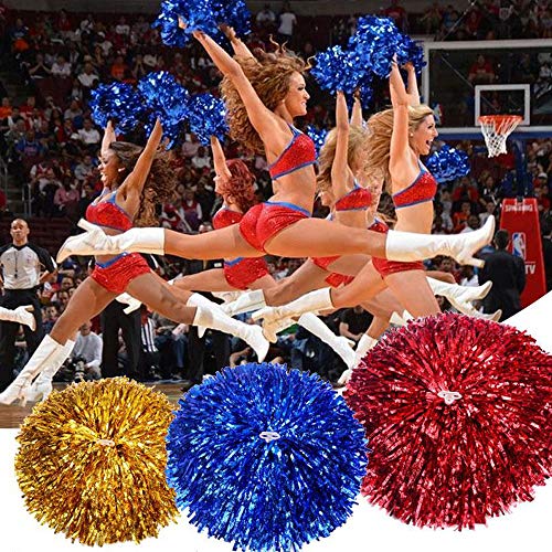 image for HanYoer Cheerleading Pom Poms, Cheerleading Metallic Foil & Plastic Ri
