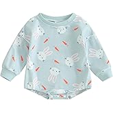 FIOMVA Valentines Baby Girl Outfit Newborn Bubble Romper Infant Sweatshirt Onesie Toddler Heart Print Clothes