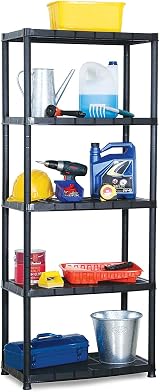 Top Home Solutions 4x 5 Tier Black Plastic Shelving Unit 60cm Wide Heavy Duty view 3