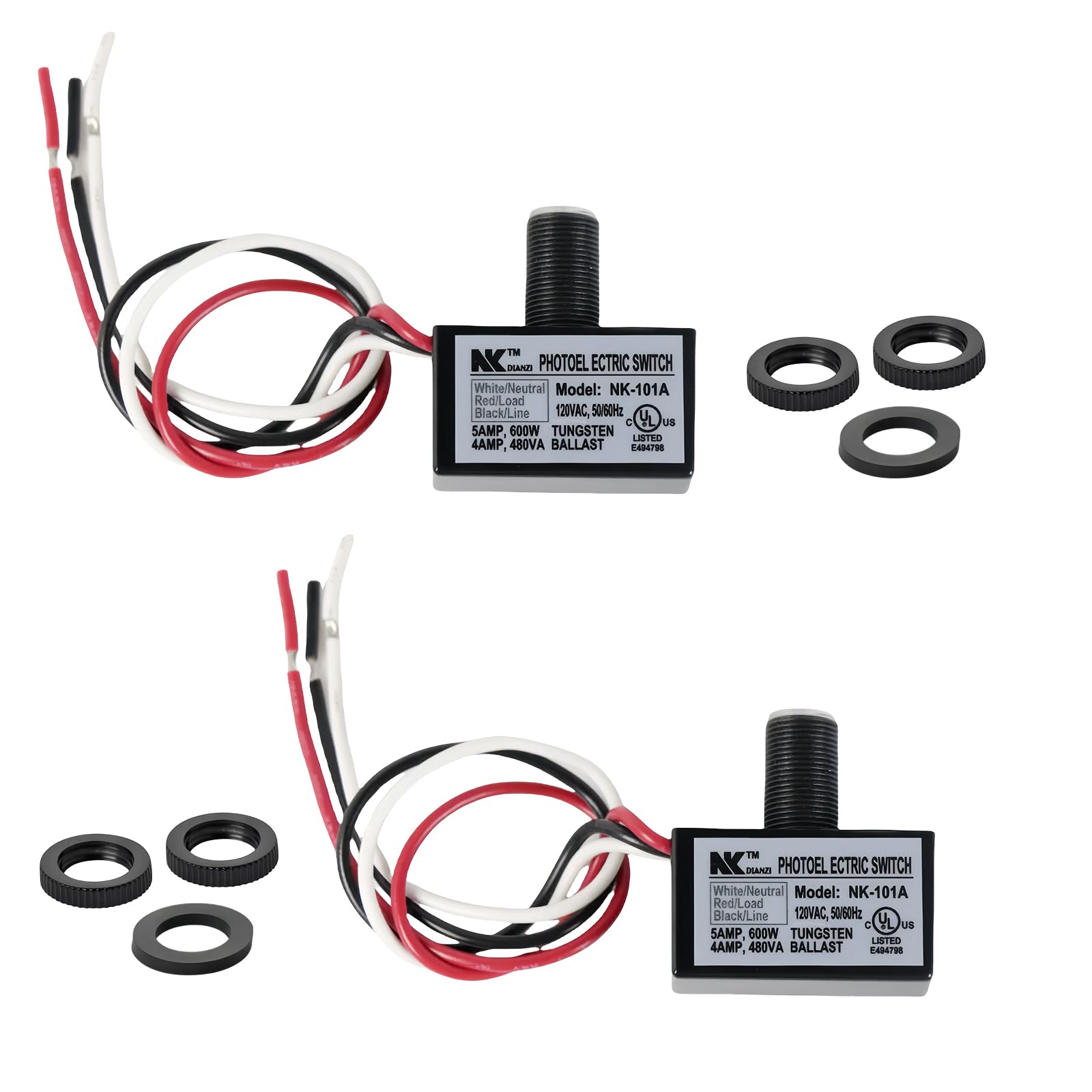 Photo 1 of 2-Pack 105V-130V AC Photocell Light Sensors?Automatic Dusk-to-Dawn Illumination Switches - Weatherproof?Fit for Outdoor Lighting? Photoelectric Controls with Sunrise & Sunset Detection