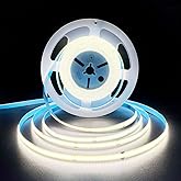 HAMRVL COB LED Strip Lights White 6000K,DC12V 16.4ft/5M 320leds/M CRI90 Flexible LED Tape Lights 8mm,for Indoor Home Cabinet,Bedroom, Kitchen, Stage, Backlight DIY Lighting(Without Power Supply)