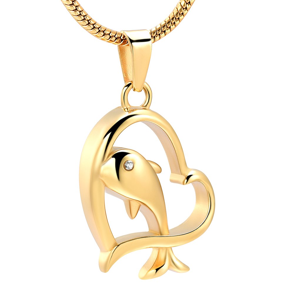 Dolphin Cremation Jewellery for Ashes Pendant Stainless Steel Keepsake Memorial Urn Necklace for Ashes for Pet/Human (Purple)