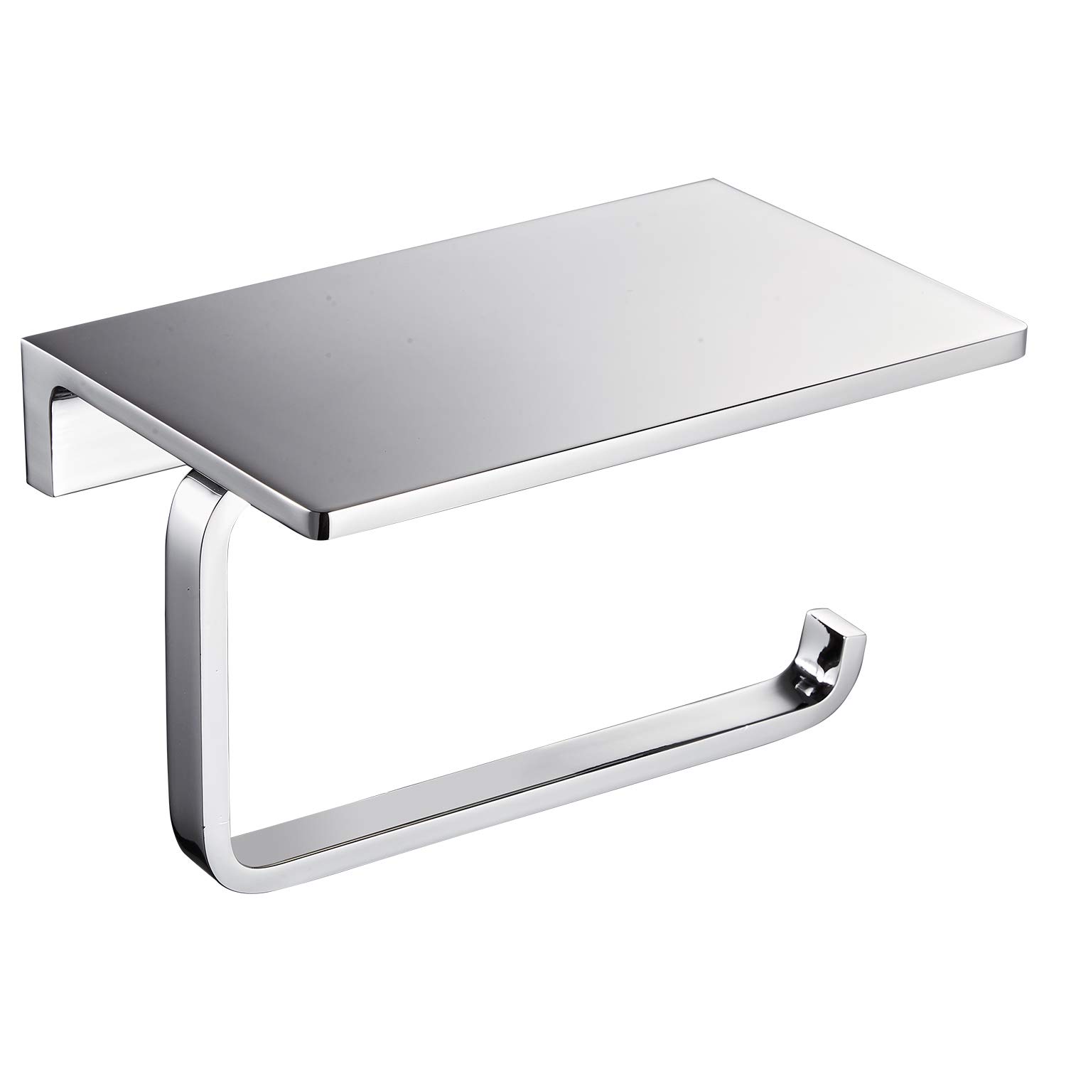 NSODOO Solid Brass Bathroom Toilet Paper Holder and Superior Hotel Style Toilet Roll Holder with Mobile Phone Storage Polished Chrome Finish