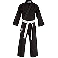 JP Sports Black Karate Uniform for Kids & Adults Lightweight Student Karate Gi Martial Arts Uniform with Belt (0000/100)