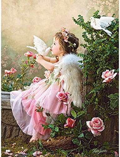 HKKY 5D DIY Diamond Painting Angel's kiss full Round Paste drill Round diamonds embroidery Fashion home decor (30x40)