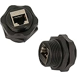 Installerparts CAT 6 RJ45 Shielded Industrial Panel Mount Bulkhead Female/Female Feed Thru Coupler - Professional Series Network Connectors - Black