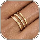 KAERUN Stackable Gold Rings for Women Non Tarnish Dainty Stacking Rings | 14K Gold Plated Cubic Zirconia Thumb Ring Set, Trendy Statement Wedding Bands Promise Engagement Rings for Women, Size 6-10