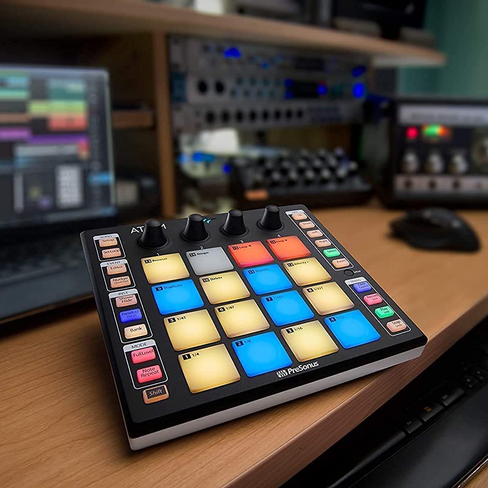 PreSonus ATOM, MIDI-Controller, Pad-Controller für Musikproduktion und Performance mit Studio One Artist, Ableton Live Lite und Studio Magic Software-Bundle 6