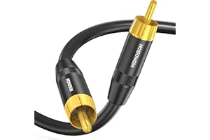 HOSONGIN RCA Subwoofer Cable 10FT, RCA Male to Male Digital Coaxial Audio Cable for Home Theater, Soundbars, Subwoofers, Speakers, Audio Devices