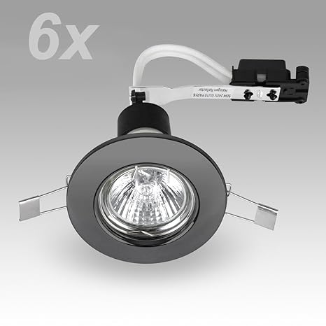 6 X Minisun Modern Black Chrome Recessed Gu10 Ceiling Downlight