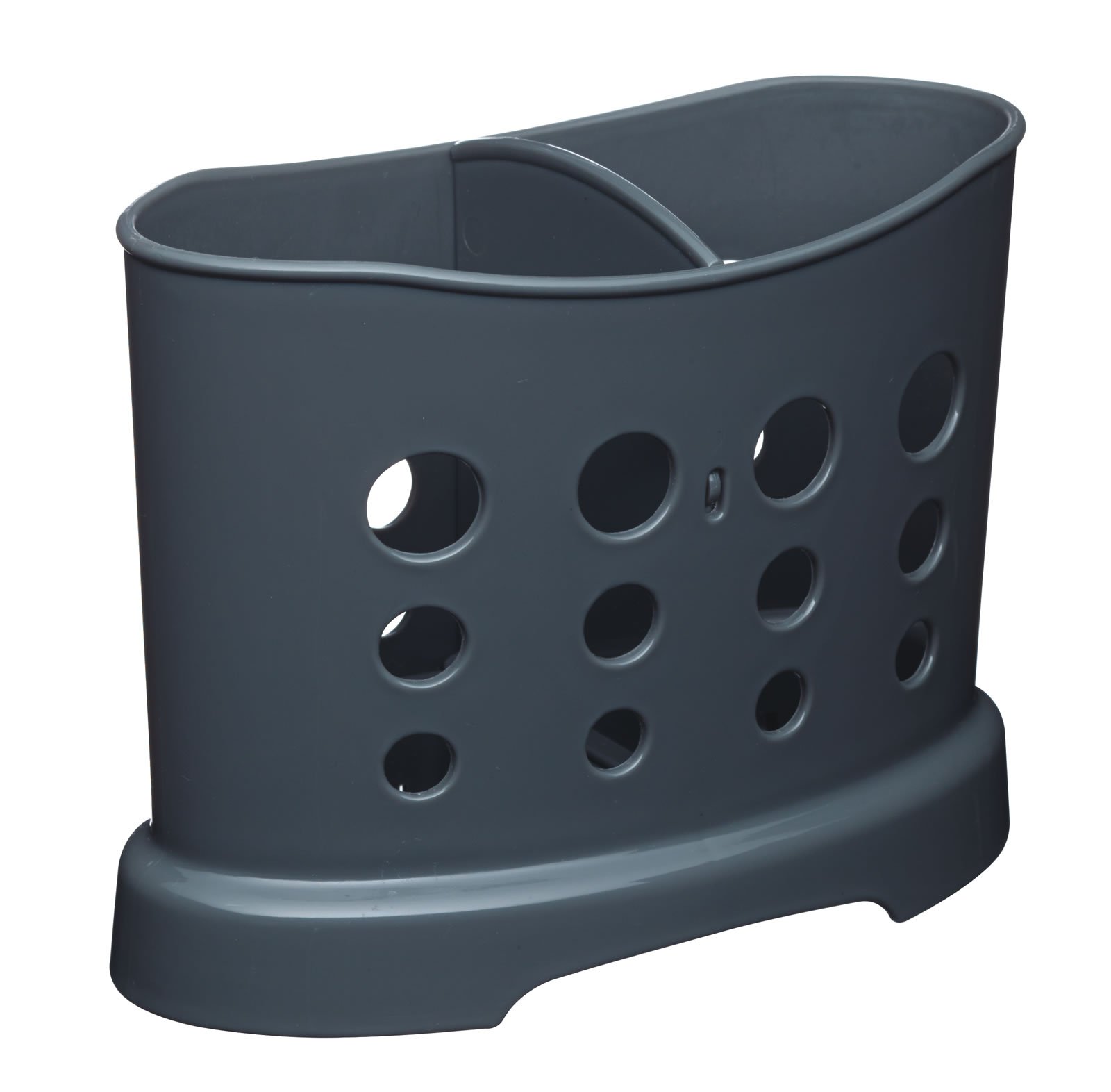KitchenCraft Plastic Cutlery Drainer Caddy, Grey, 16 x 8 x 12 cm