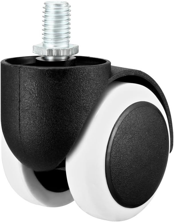 sourcing map Office Chair Casters Wheels 2 Inch PU Twin Wheel M10x14mm Threaded Stem Swivel Caster White, 4 Pcs - Image 4