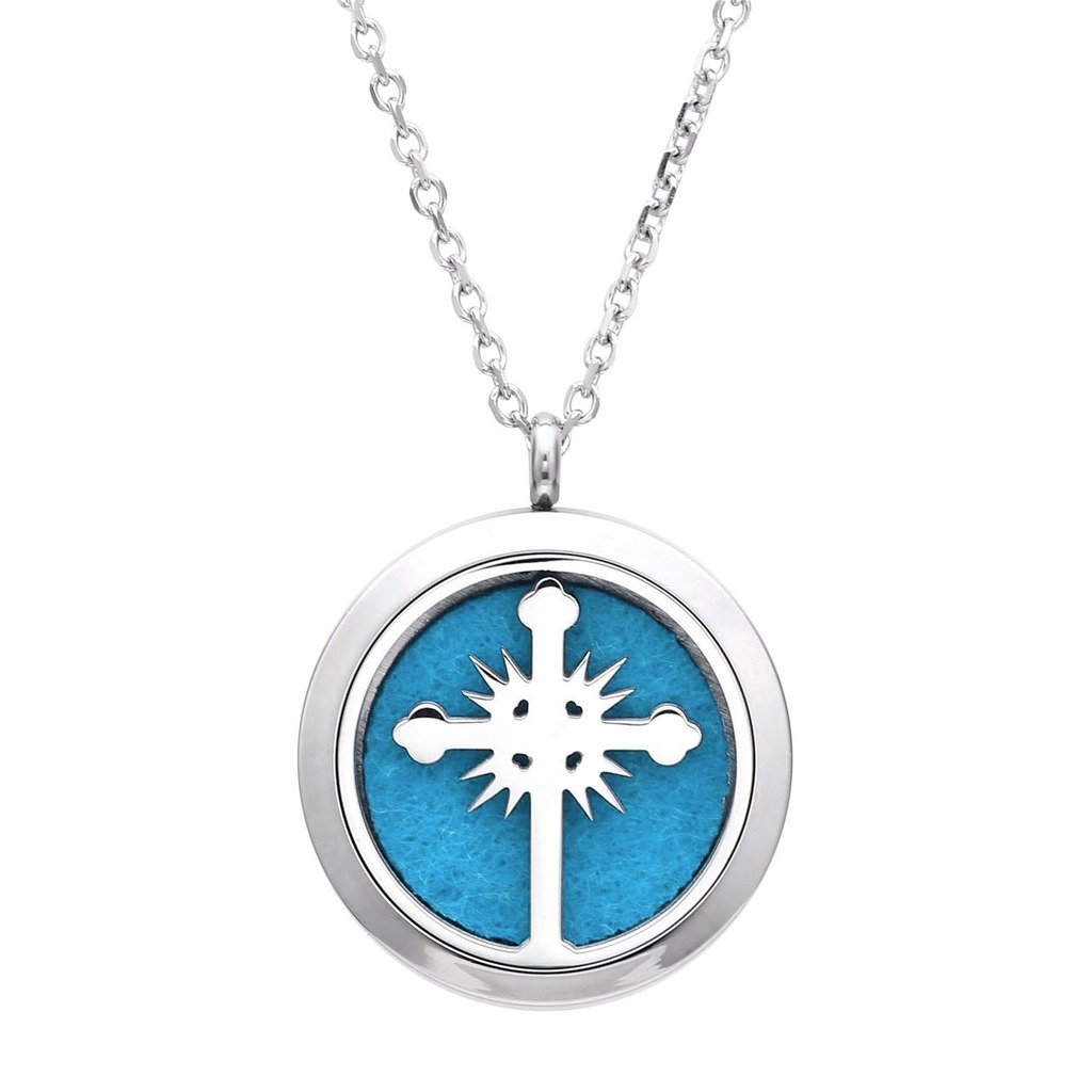 Zysta Stainless Steel Aromatherapy Perfume Essential Oil Fragrance Diffuser Necklace Locket Pendant with 6 Washable Pads, 24 inches