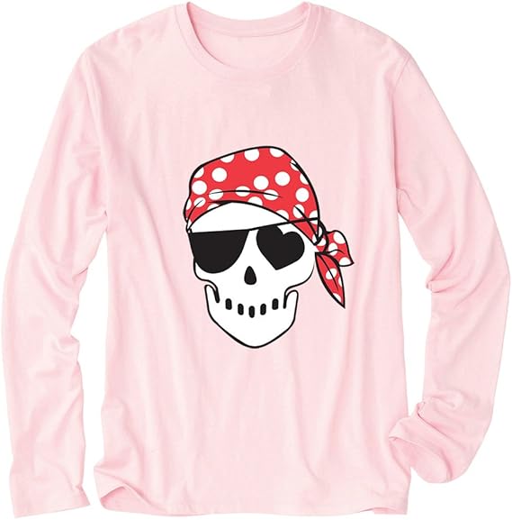 Amazon ノーブランド品 海賊スカル ピンク Xlサイズメンズ長袖tシャツ Tシャツ カットソー 通販