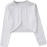 GORGLITTER Girl's Long Sleeve Bolero Cardigan Sweater Kids Cute Lace Trim Button Knit Shrug Cropped Sweaters Tops