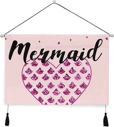 Amazon Co Jp Miscery タペストリー キラキラマーメイドハートガールtシャツイラスト 壁掛けタペストリー壁画 壁飾り 家 リビングルーム ベッドルーム 部屋 おしゃれ飾り モダンなアート ホーム キッチン