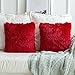 MIULEE Pack of 2 Luxury Faux Fur Throw Pillow Cover Deluxe Winter Christmas Decorative Plush Pillow Case Cushion Cover Shell for Sofa Bedroom Car 18x18 Inch Red