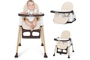 babimoni 3 in 1 High Chairs for Babies and Toddlers, Convertible High Chair, High Chair with Foot Rest and Double Tray, Easy 