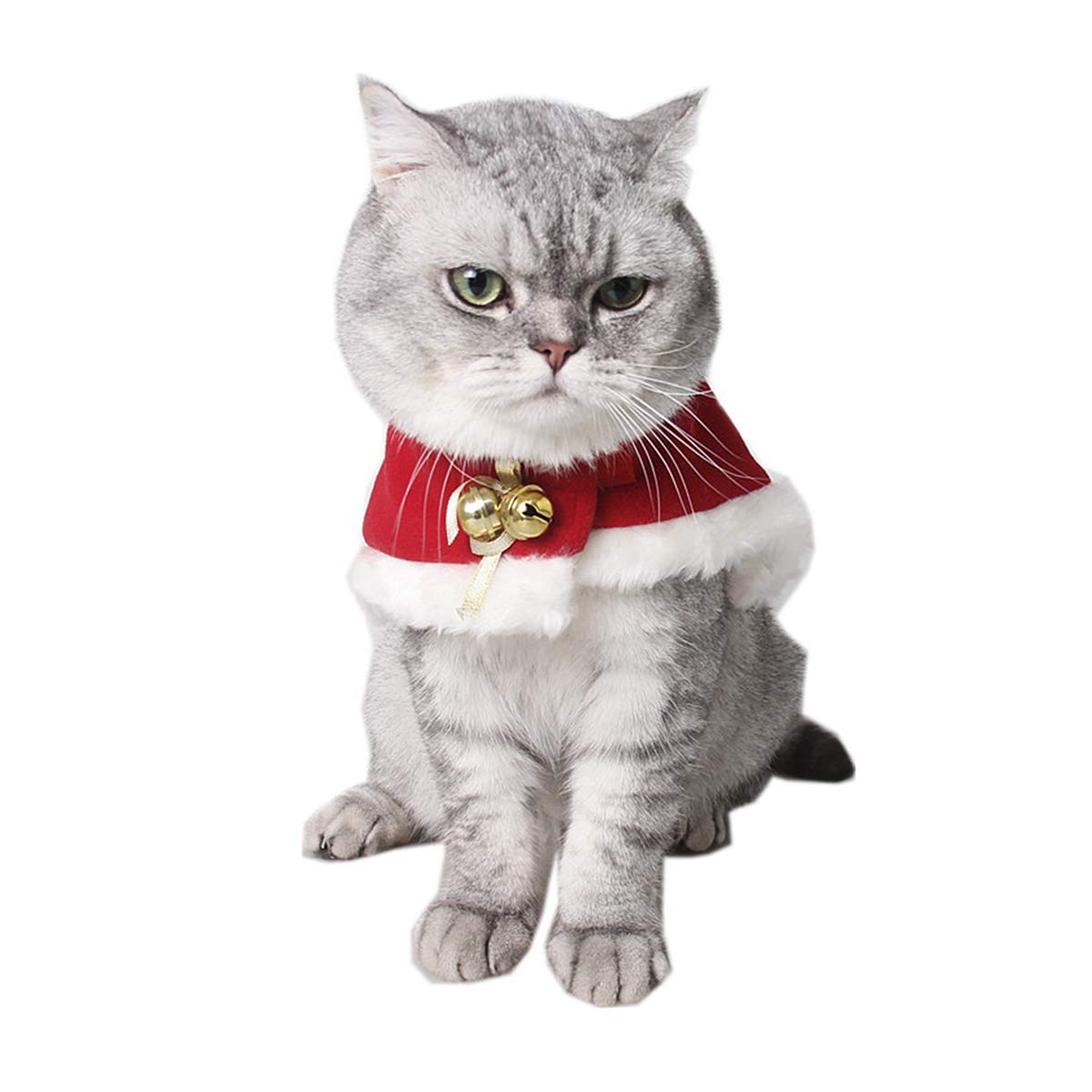 Cats Red Cape 1 Piece Funny Christmas Pet Velvet Cloak Cute Costume Dress Adjustable Winter Warm Cape Small Dogs Xmas Halloween Cosplay Clothes Coat Santa Claus Shawl