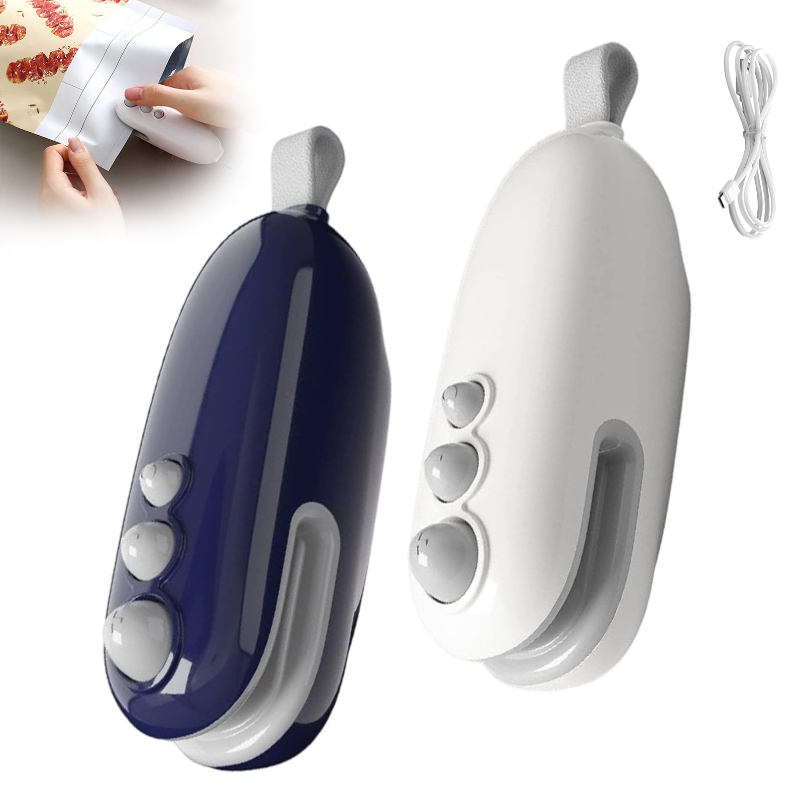 Photo 1 of 2Pcs Mini Bag Sealer with Cutter and Magnet,Bag Sealer Mini,Portable Handheld 2 in 1 Rechargeable Food Bags Sealer for Sealing and Cutting,Heat Sealers for Plastic Bags Snack Bag Food Storage