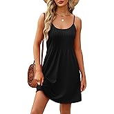 WEESO Summer Dresses for Women Adjustable Spaghetti Strap Beach Vacation Casual Cute Sundresses with Pockets
