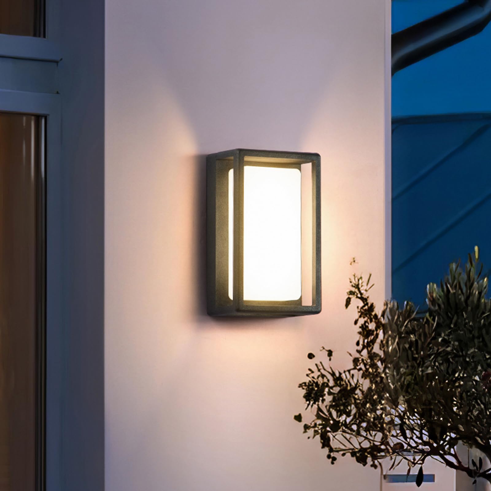 Photo 1 of MVBT Outdoor Wall Light Solar Powered, 9.8" Front Porch Lights LED Wall Sconce Garage Wall Mount Lamp Exterior Fixture Modern Patio Door Entryway Lighting Waterproof Outside House Aluminum Lantern