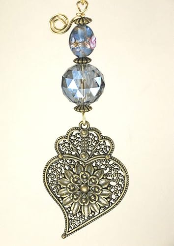 Moroccan Brass Filigree And Pale Blue Moon Glass Ceiling Fan